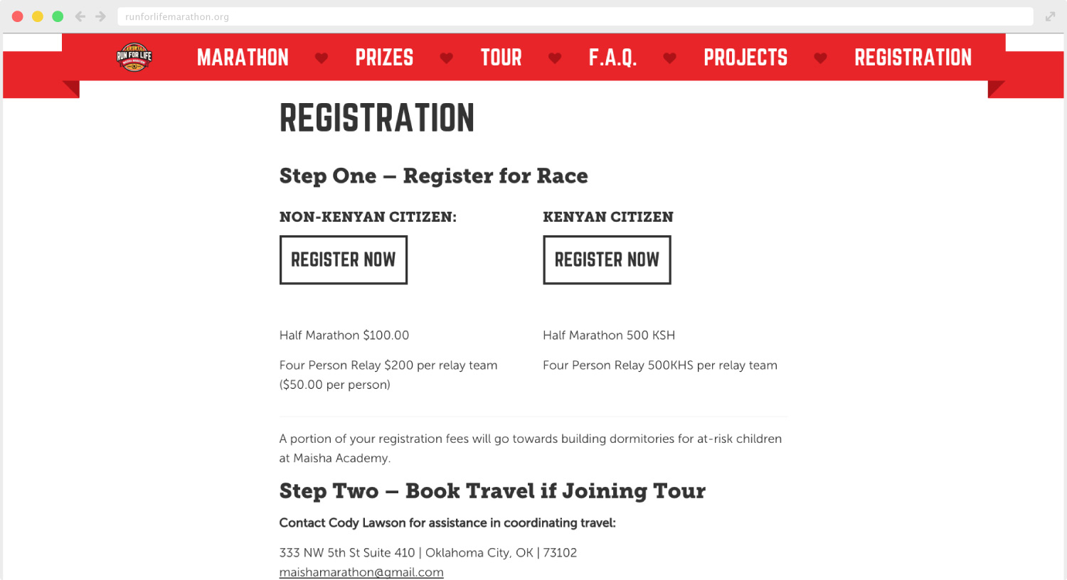Run for Life Marathon Site Design